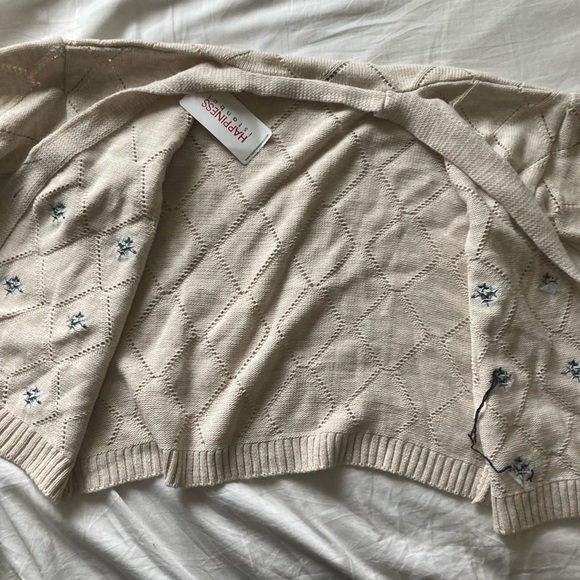 Cute Winter/Fall Button up Cardigan with blue flour pattern - Size S/M - Picture 2 of 6